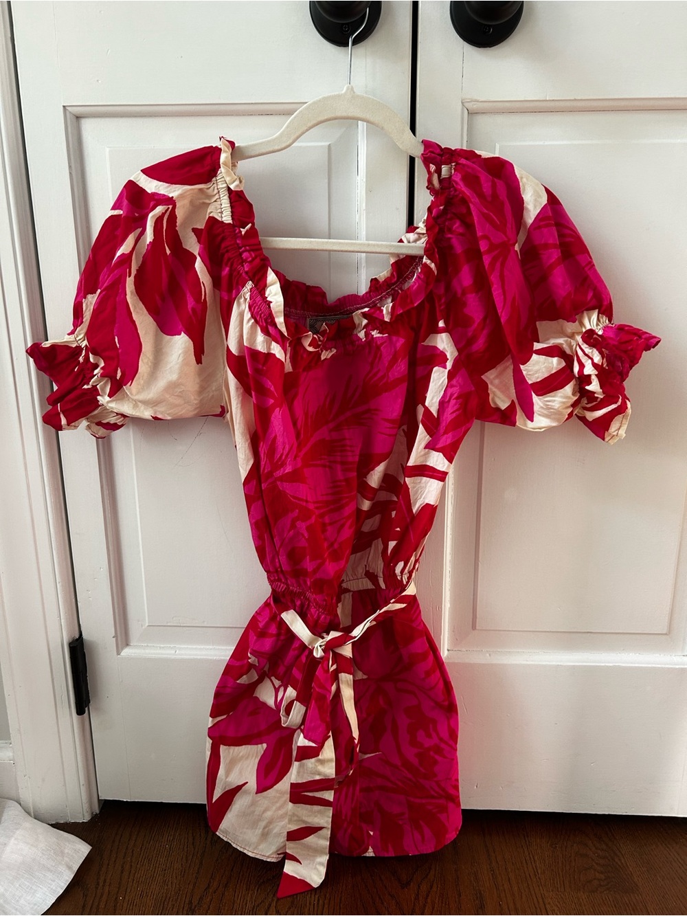 Flying tomato cotton Pink Floral Puff-Sleeve Women’s Dress